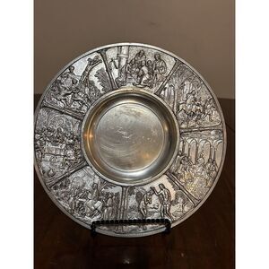 Vtg BMF Zinn German 95% Pewter Wall Plate Albrecht Durer- Rembrandt-da Vinci‎